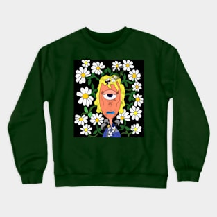 watercolor flowers one eyed woman Crewneck Sweatshirt